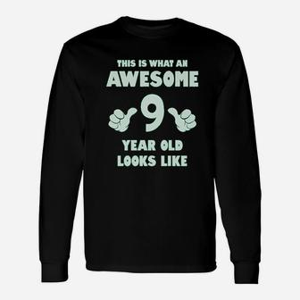 This Is What An Awesome 9 Year Old Looks Like Youth Long Sleeve T-Shirt - Seseable