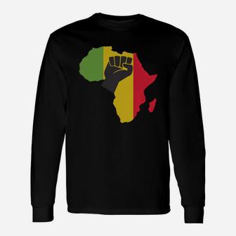 Awesome Africa Black Power With Africa Map Fist Long Sleeve T-Shirt - Seseable