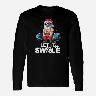 Awesome Santa Let It Swole Santa Gym Christmas Tee Shirt Long Sleeve T-Shirt - Seseable