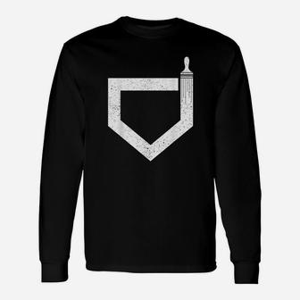 Baseball Inspired Home Plate Umpire Brush Long Sleeve T-Shirt - Seseable