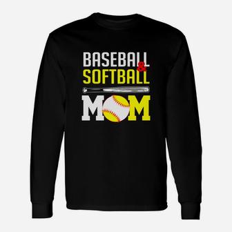 Baseball And Softball Mom Happy Sport Mom Long Sleeve T-Shirt - Seseable