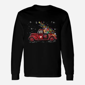 Basset Hound Dog Love Red Pickup Truck Christmas Long Sleeve T-Shirt - Seseable