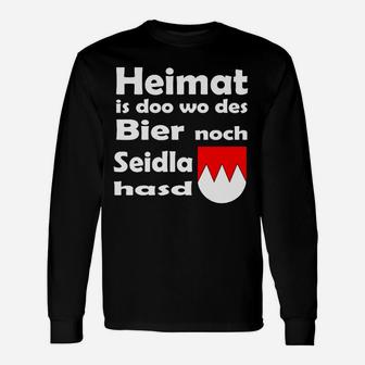 Bayerisches Motto Langarmshirts Heimat is doo wo des Bier Seidla is mit Wappen, Trachten-Look - Seseable