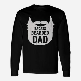 Bearded Dad Manly Beard Silhouette Father Parent Long Sleeve T-Shirt | Seseable CA
