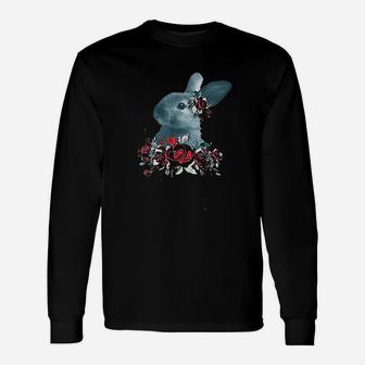 Beautiful Easter Bunny Vintage Floral Easter Long Sleeve T-Shirt - Seseable