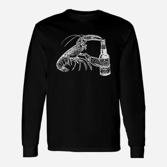 Beer Drinking Lobster Craft Beer Long Sleeve T-Shirt - Seseable