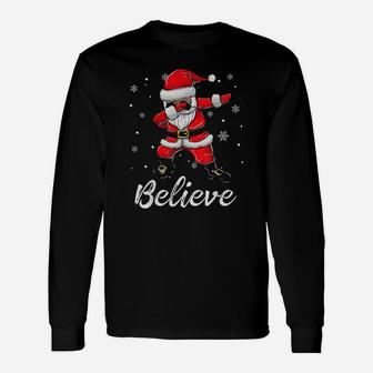 Believe Christmas Dabbing Santa Claus Long Sleeve T-Shirt - Seseable