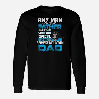 Bernese Mountain Dad Dog Lovers Fathers Day Gif Long Sleeve T-Shirt - Seseable