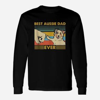 Best Aussie Dad Ever Retro Vintage Sunset Long Sleeve T-Shirt - Seseable