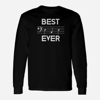 Best Dad Ever Music Bass Clef Note Fathers Day Long Sleeve T-Shirt - Seseable