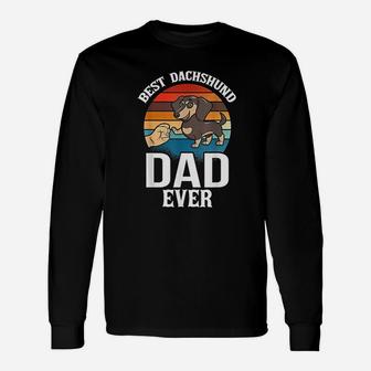 Best Dog Dad Ever Dachshund Retro Vintage Long Sleeve T-Shirt - Seseable