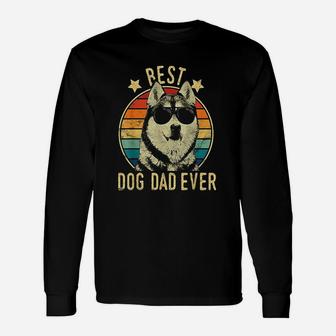 Best Dog Dad Ever Siberian Husky Fathers Day Long Sleeve T-Shirt - Seseable