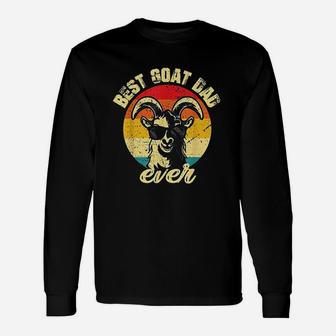 Best Goat Dad Ever Face Retro Vintage Sunset Long Sleeve T-Shirt - Seseable