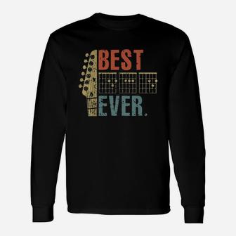 Best Guitar Dad Ever Music Vintage Father Day Shirt Long Sleeve T-Shirt - Seseable