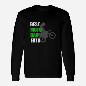 Best Moto Dad Ever Shirt Vintage Motocross Shirts Long Sleeve T-Shirt - Seseable