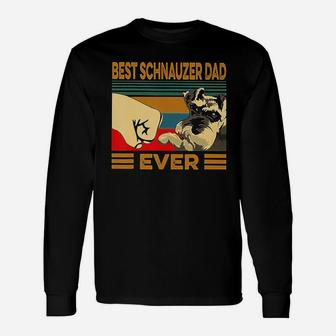 Best Schnauzer Dad Ever Retro Vintage T-shirt Long Sleeve T-Shirt - Seseable