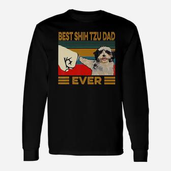 Best Shih Tzu Dad Ever Retro Vintage T-shirt Long Sleeve T-Shirt - Seseable