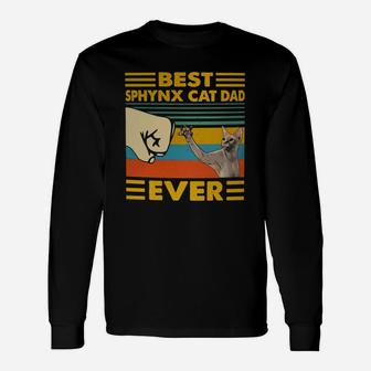 Best Sphynx Cat Dad Ever Retro Vintage Sunset Long Sleeve T-Shirt - Seseable