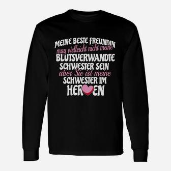 Beste Freundin wie Schwester Damen Langarmshirts, Herz Design Tee - Seseable