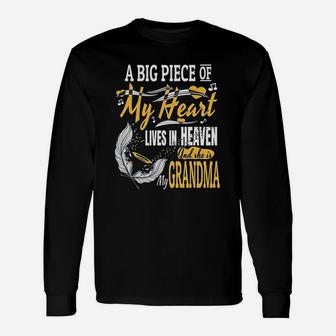 Big Piece Of My Heart Lives In Heaven She Is My Grandma Long Sleeve T-Shirt - Seseable