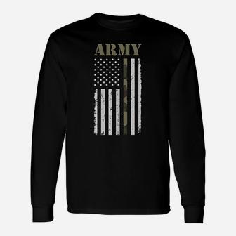 Big Usa Army Flag Long Sleeve T-Shirt - Seseable