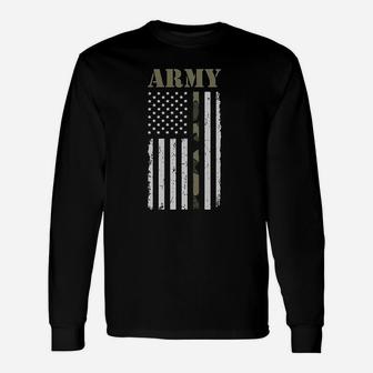 Big Usa Army Flag Soldiers Veterans Military Long Sleeve T-Shirt - Seseable