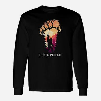 Bigfoot Camping Foot I Hate People New Long Sleeve T-Shirt - Seseable