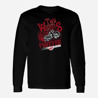 Biker Shirt Motorcycle Two Wheels Forever Ride Bike Dad Papa Long Sleeve T-Shirt - Seseable