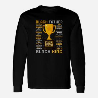 Black Father World s Best Dad Trophy Long Sleeve T-Shirt - Seseable