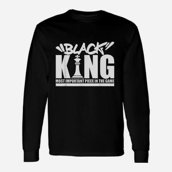 Black King Chess Piece Couples King Queen Proud Black Long Sleeve T-Shirt - Seseable