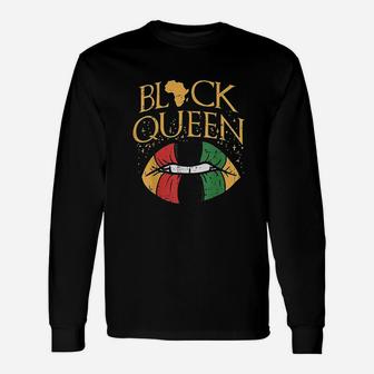 Black Queen Melanin Lips Africa Pride History Bl Long Sleeve T-Shirt - Seseable
