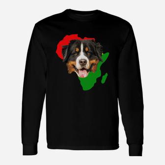 Black History Month African Map Bernese Mountain For Pet Lovers Proud Black Long Sleeve T-Shirt - Seseable