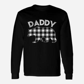 Black And White Buffalo Plaid Daddy Bear Christmas Pajama Long Sleeve T-Shirt - Seseable