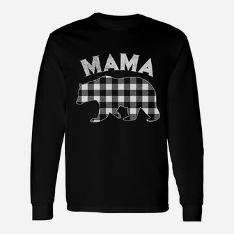 Black And White Buffalo Plaid Mama Bear Christmas Pajama Long Sleeve T-Shirt - Seseable
