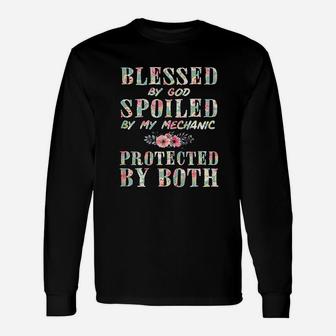 Blessed By God Spoiled By My Mechanic Wife Long Sleeve T-Shirt - Seseable