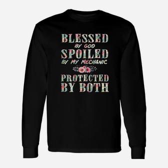 Blessed By God Spoiled By My Mechanic Wife Women Long Sleeve T-Shirt - Seseable