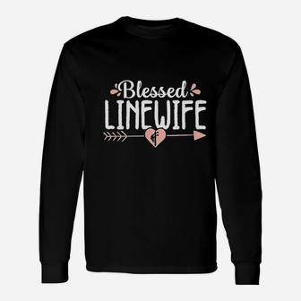 Blessed Line Wife Cute Electrical Lineman Proud Women Long Sleeve T-Shirt - Seseable