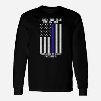 I Back The Blue For My Son Police Thin Long Sleeve T-Shirt - Seseable