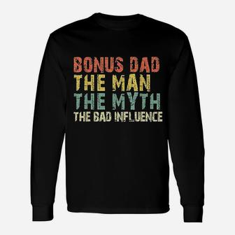 Bonus Dad The Man Myth Bad Influence Vintage Christmas Long Sleeve T-Shirt - Seseable