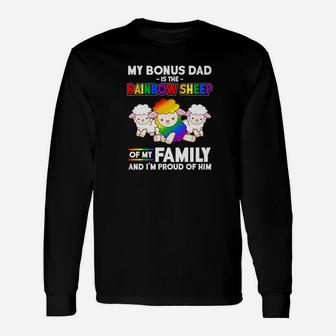 Bonus Dad Rainbow Sheep Proud Gay Pride Long Sleeve T-Shirt - Seseable