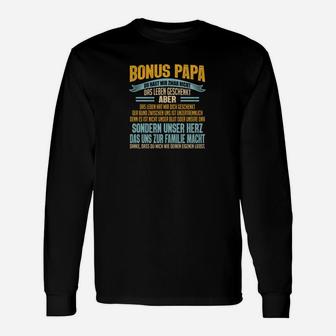 Bonus Papa Spruch Schwarzes Langarmshirts, Geschenk für Stiefväter - Seseable