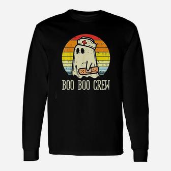 Boo Boo Crew Ghost Nurse Retro Halloween 2020 Nursing Long Sleeve T-Shirt - Seseable