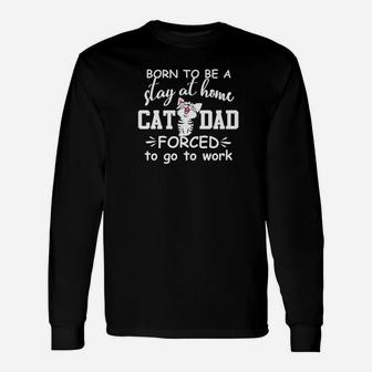 Born To Be A Stay At Home Cat Dad Christmas Premium Long Sleeve T-Shirt - Seseable