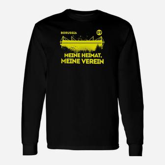 Borussia Fan Langarmshirts Meine Heimat, Mein Verein, Schwarz mit Gelber Grafik - Seseable