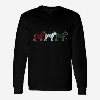 Boston Terrier Red Plaid Christmas Dog Lover Long Sleeve T-Shirt - Seseable