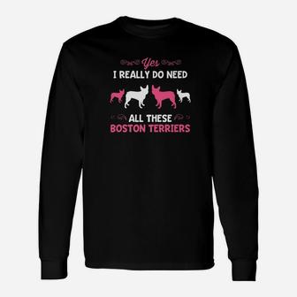 Boston Terriers Dog Breed Lover Puppy Pink Long Sleeve T-Shirt - Seseable