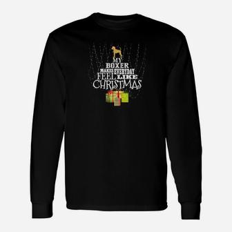 Boxer Dog Christmas Boxer Dog Shirt Long Sleeve T-Shirt - Seseable