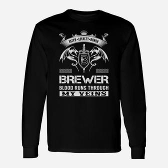 Brewer Last Name, Surname Tshirt Long Sleeve T-Shirt - Seseable