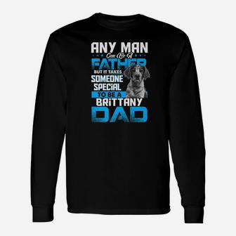 Brittany Dad Dog Lovers Fathers Day Gif Long Sleeve T-Shirt - Seseable