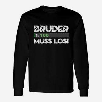 Bruder Muss Los Langarmshirts, Lässiges Schwarzes Herrenshirt mit Spruch - Seseable